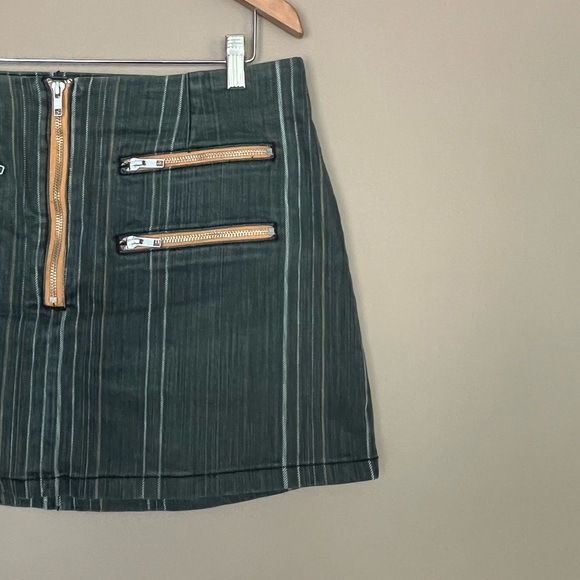{Urban Outfitters} Striped Contrast Zipper Mini Denim Skirt - Womens Large - Picture 5 of 10